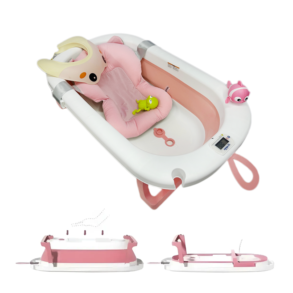 Bañera Para Bebe Plegable Con Termometro +Cojín+Gorro De Baño +Juguetes Flotantes!
