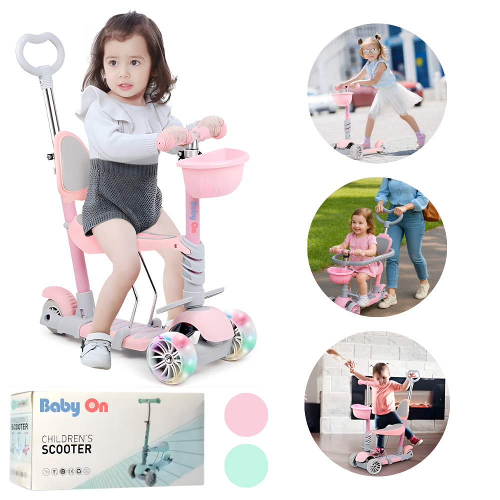 Patinete Infantil HyperMotion 5 En 1 – Convertible En Bicicleta De Empuje Y Triciclo, Para Niños De 1 A 5 Años, Con Asiento Y Manillar Ajustable