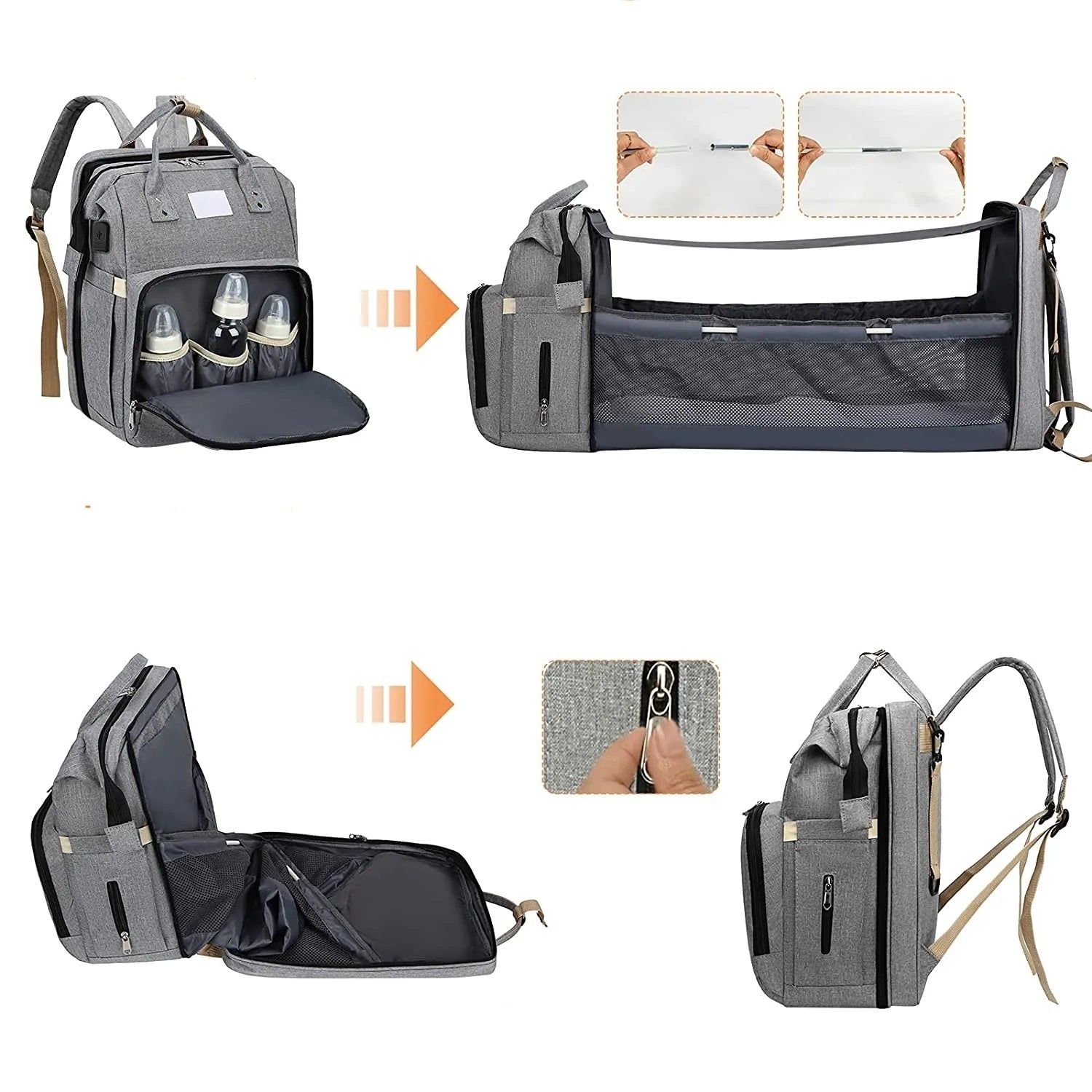 Morral Pañalera Tipo Cuna Con Cambiador 3 en 1