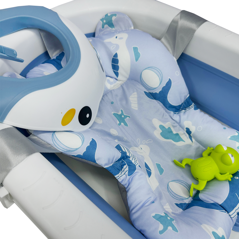 Bañera Para Bebe Plegable Con Termometro +Cojín+Gorro De Baño +Juguetes Flotantes!