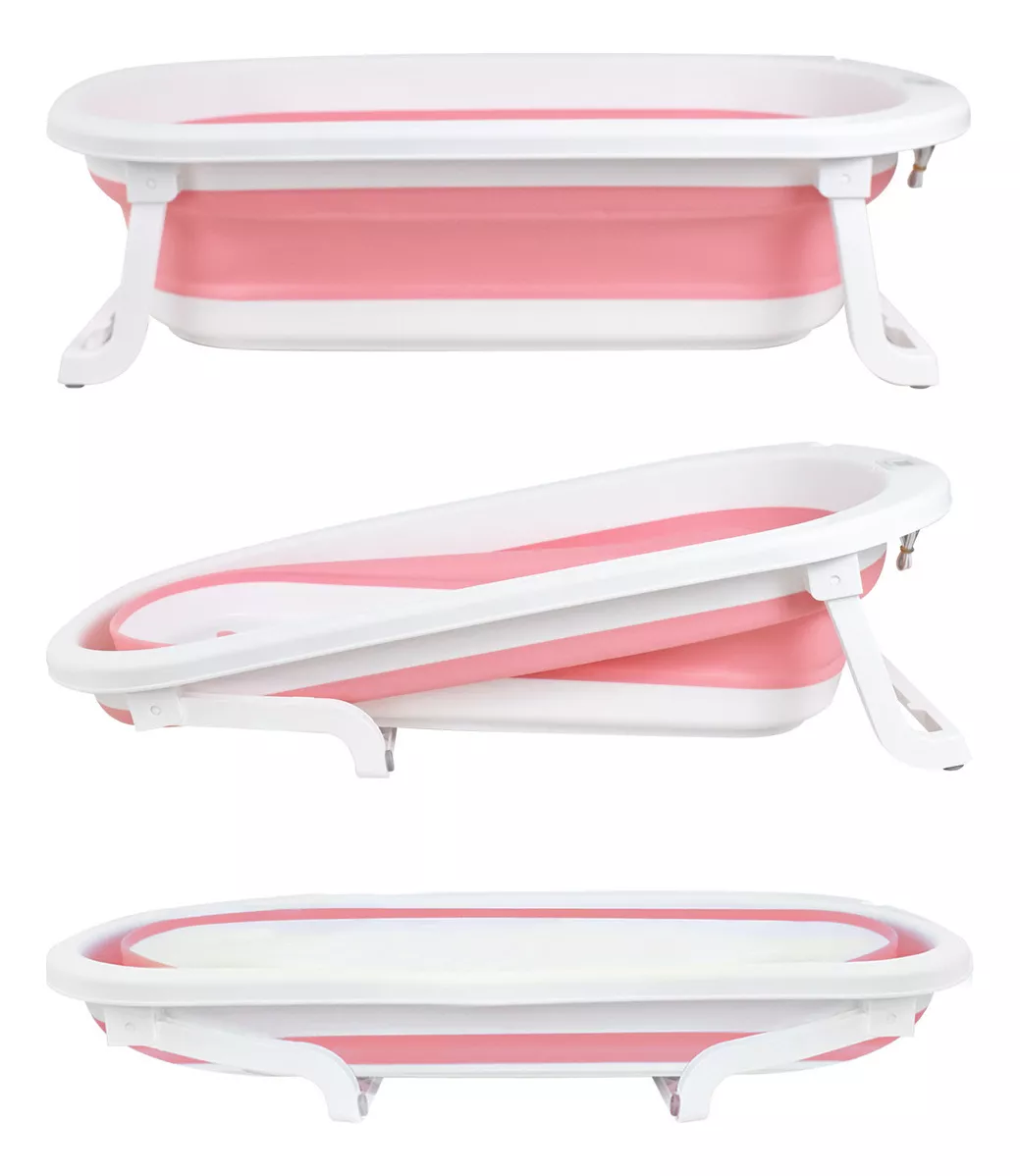 Bañera Para Bebe Plegable Con Termometro +Cojín+Gorro De Baño +Juguetes Flotantes!
