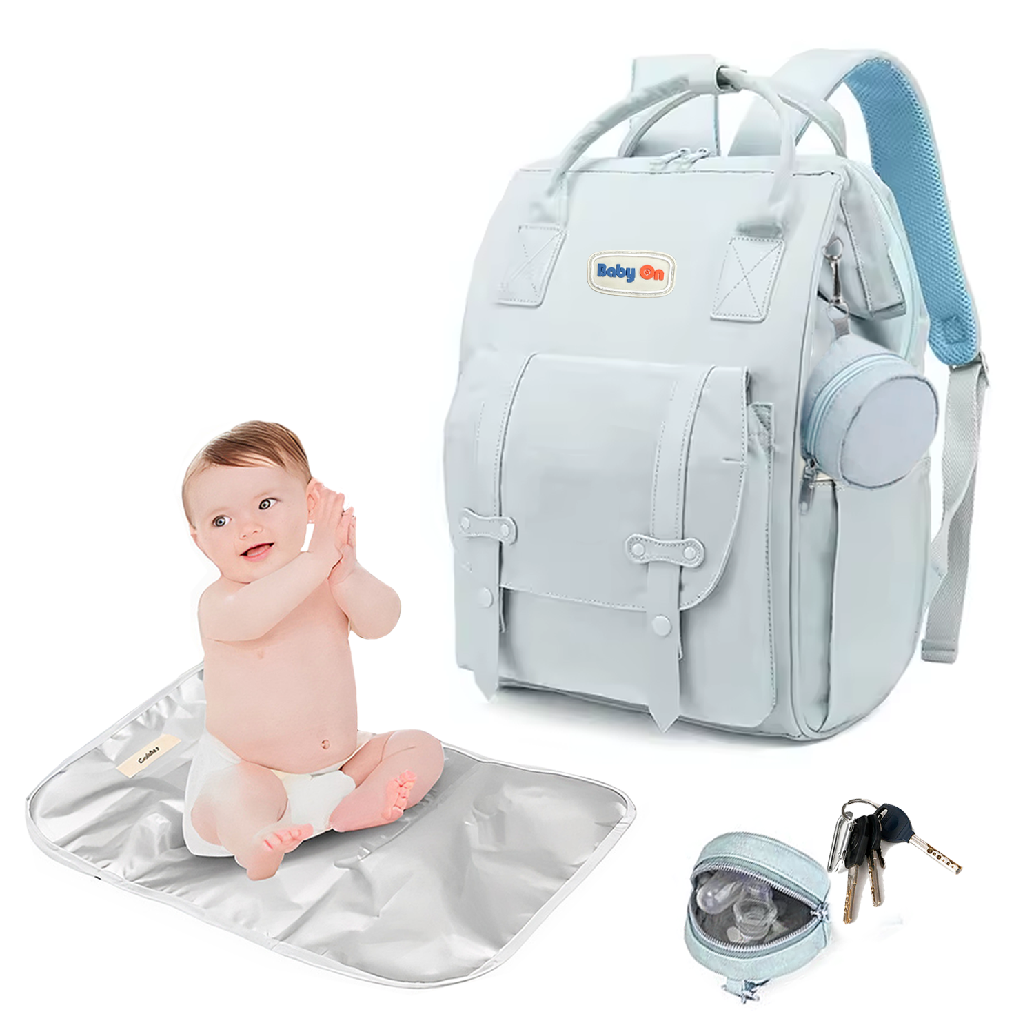 Mochila Pañalera Lux + Cambiador Para Bebes Multiusos Baby On