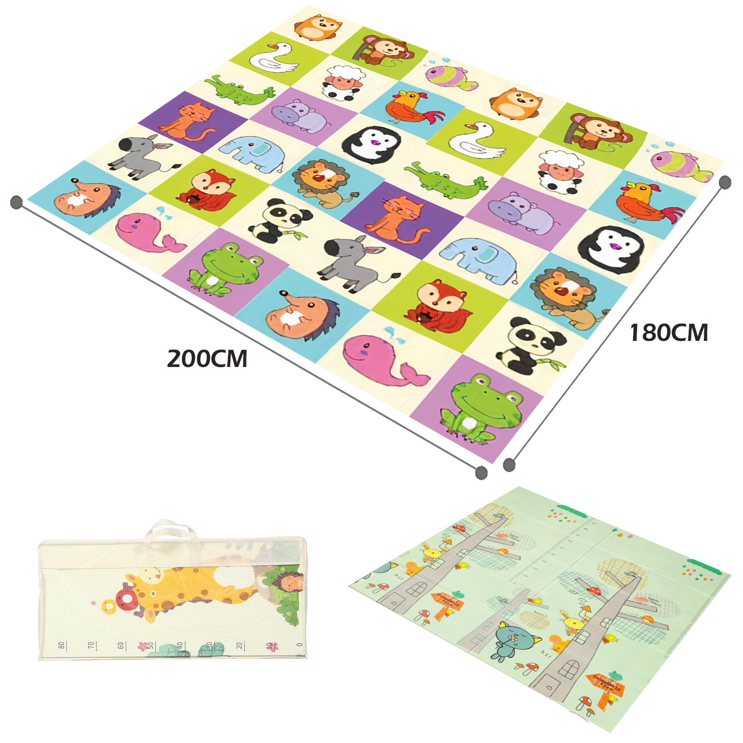 Tapete Extra Grande Plegable Para Bebé 200x180 Cm Doble Faz