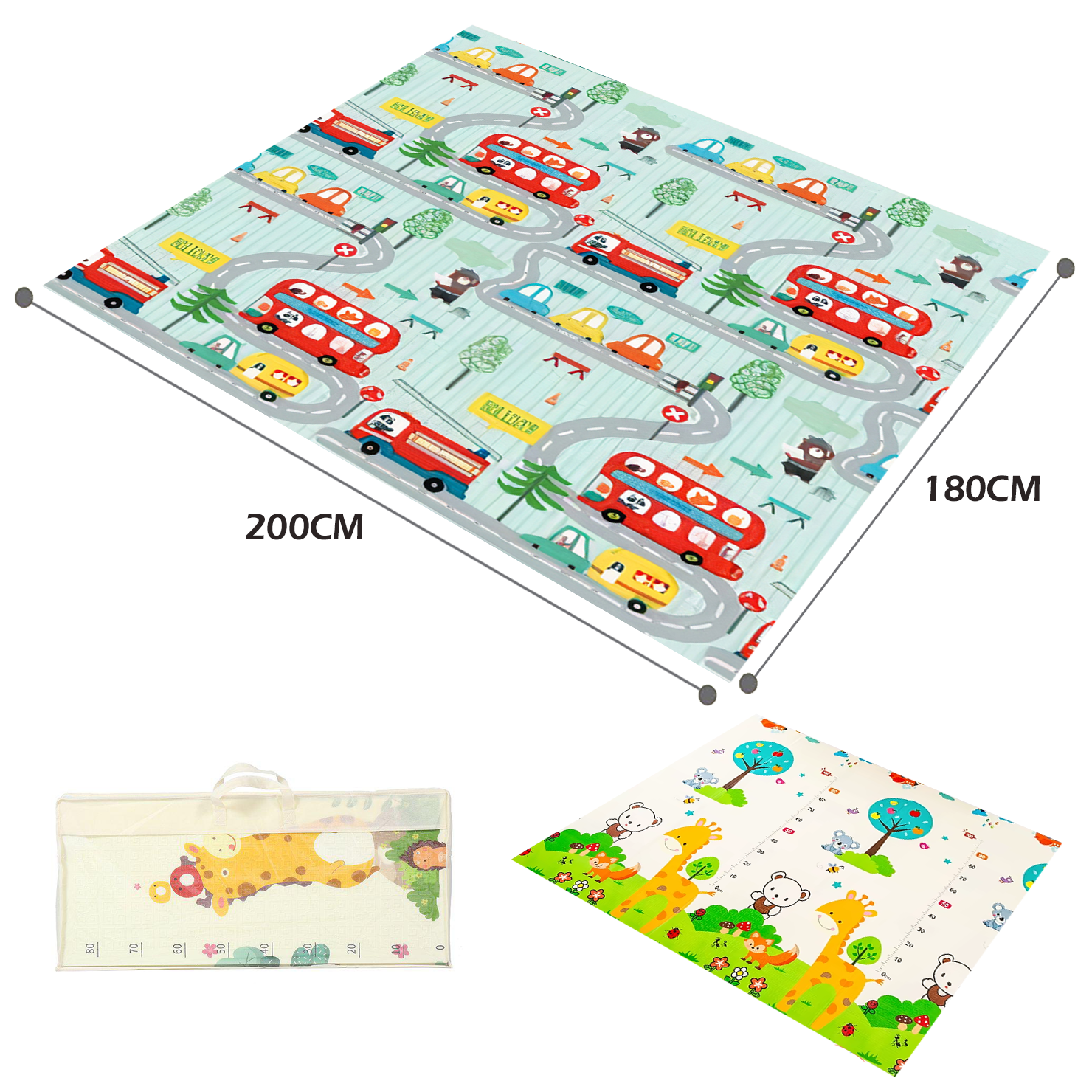 Tapete Extra Grande Plegable Para Bebé 200x180 Cm Doble Faz