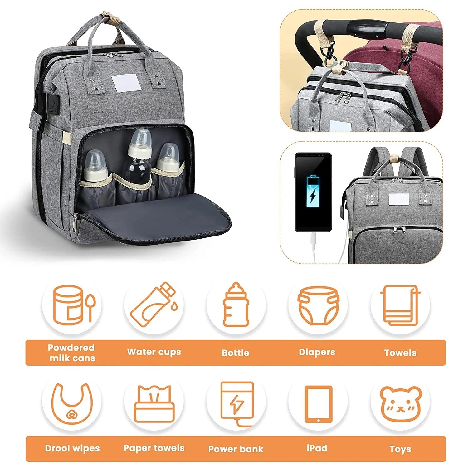 Morral Pañalera Tipo Cuna Con Cambiador 3 en 1