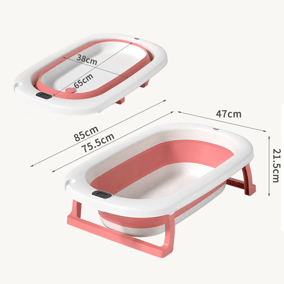 Bañera Para Bebe Plegable Con Termometro +Cojín+Gorro De Baño +Juguetes Flotantes!