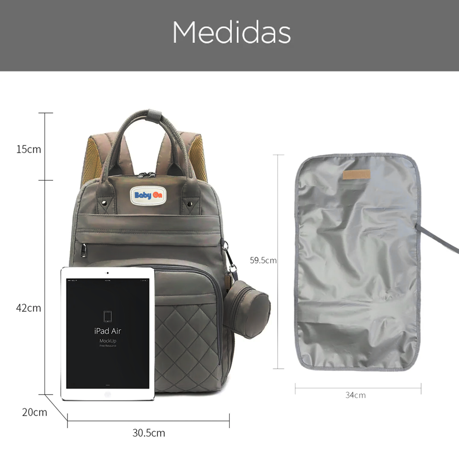 Morral Pañalera De Lujo Con Monedero Y Cambiador Para Bebe