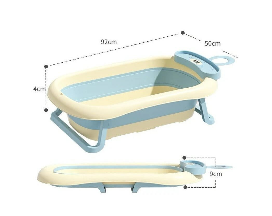 Bañera Tina Grande Para Bebe Plegable Con Termometro Digital+Cojín