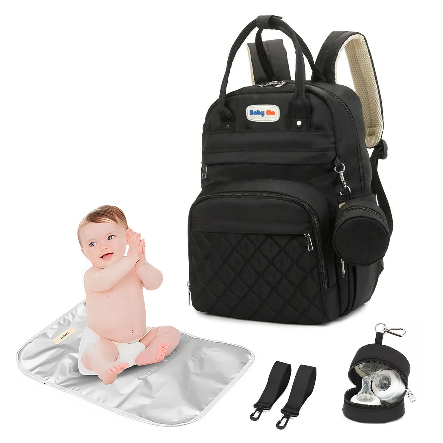 Morral Pañalera De Lujo Con Monedero Y Cambiador Para Bebe