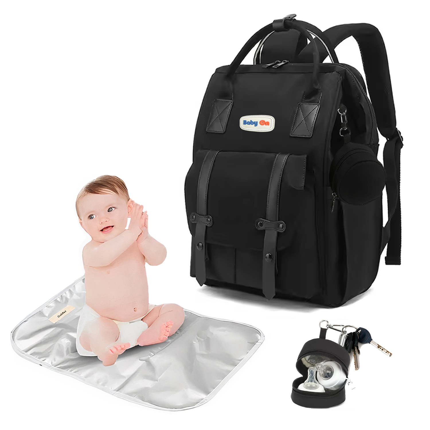 Mochila Pañalera Lux + Cambiador Para Bebes Multiusos Baby On