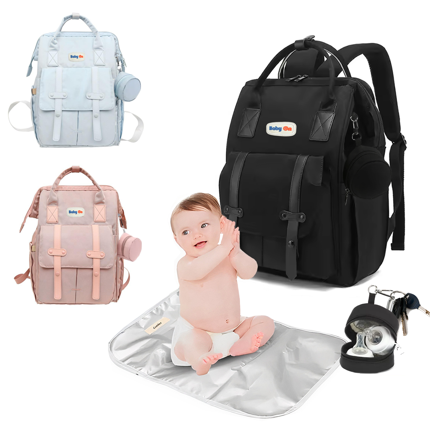 Mochila Pañalera Lux + Cambiador Para Bebes Multiusos Baby On