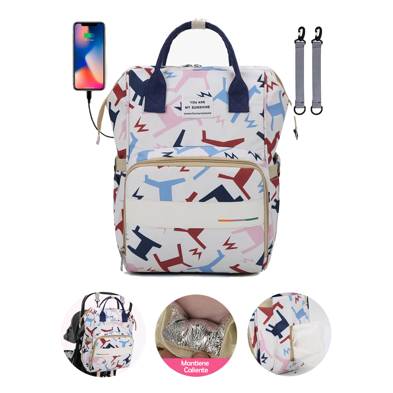 Pañalera Morral De Lujo Con Diseños Estampados Y Usb