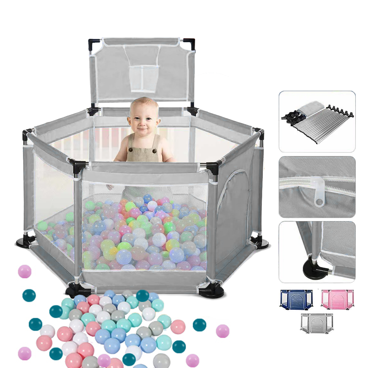 Corralito Piscina Con 30 Pelotas Para Bebes Y Niños Baby On