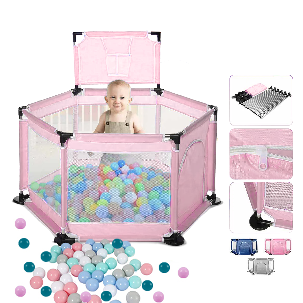 Corralito Piscina Con 30 Pelotas Para Bebes Y Niños Baby On