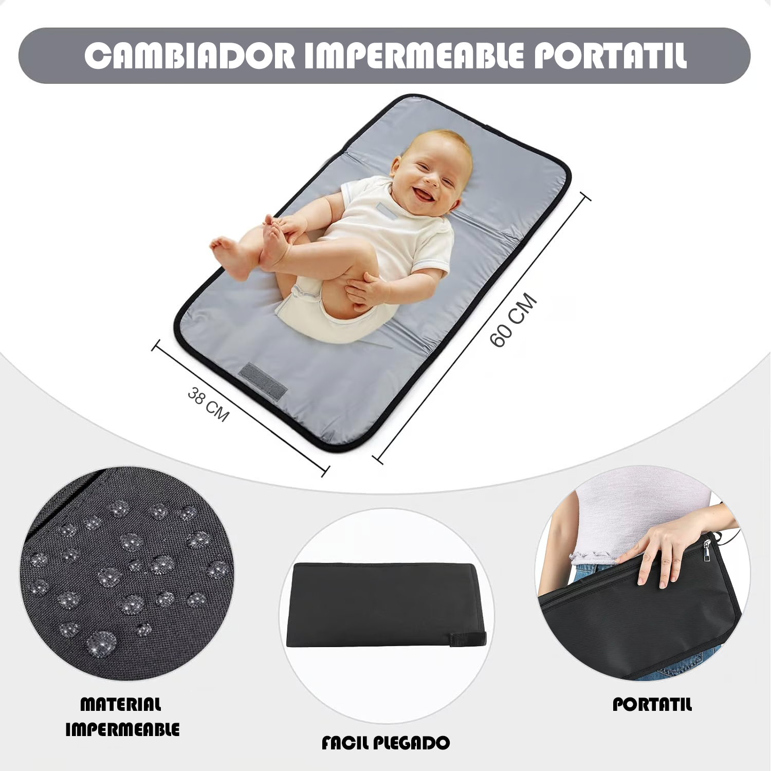 Mochila Pañalera Premium(GRANDE) + Cambiador Multifuncional  Para Bebes Baby On
