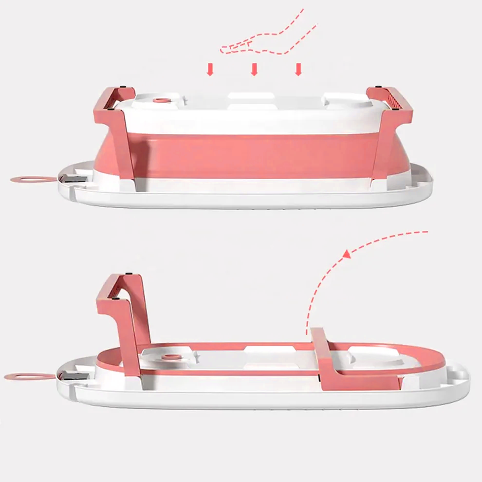 Bañera Para Bebe Plegable Con Termometro +Cojín+Gorro De Baño +Juguetes Flotantes!