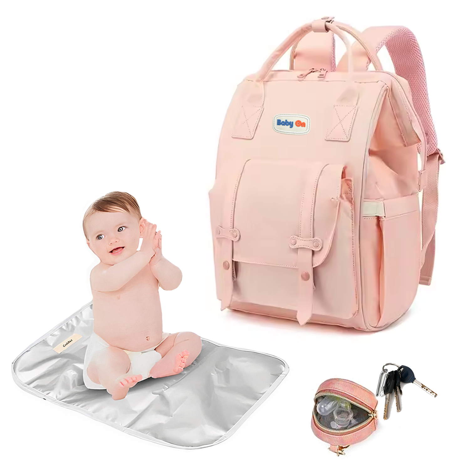 Mochila Pañalera Lux + Cambiador Para Bebes Multiusos Baby On