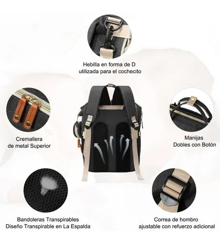 Morral Pañalera Tipo Cuna Con Cambiador 3 en 1